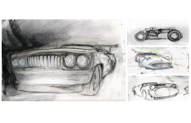 funky car sketches